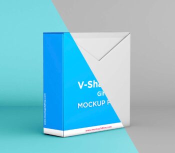 V shaped packaging box mockup psd