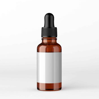 amber bottle dropper 3d mockup on a studio background
