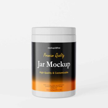 white tall cosmetic jar mockup in studio background