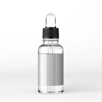 Transparent serum cosmetic bottle in white background in studio setup